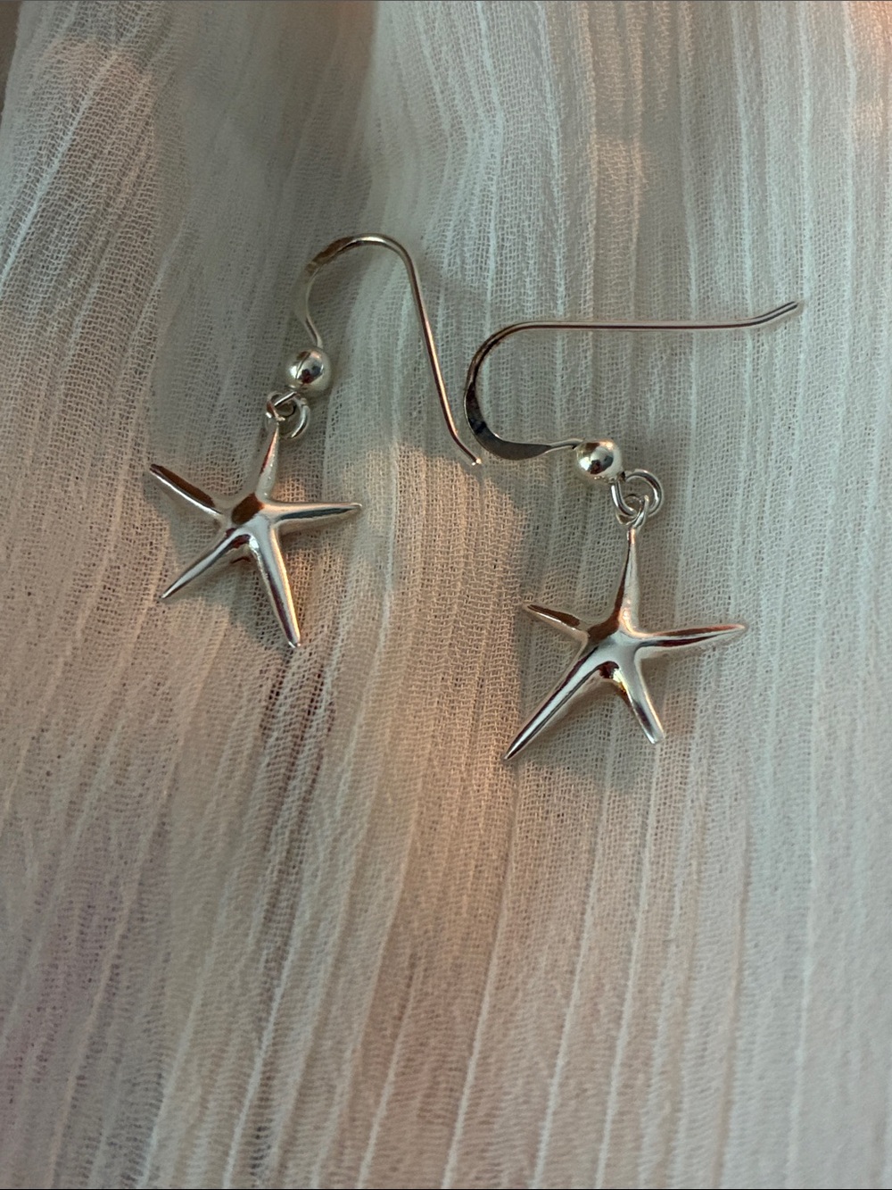 Sterling Silver Starfish Drop Earrings - Silver - Picture 2 of 2